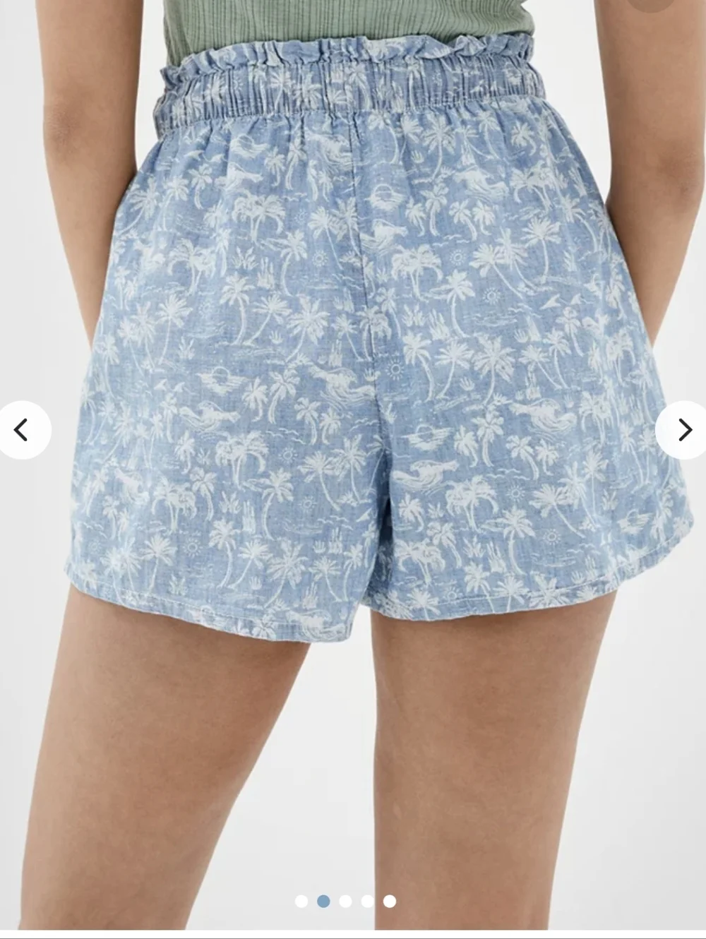 American Eagle Blue Tropical Print Pull-On Cotton Women Beach Shorts Size Large - Picture 2 of 12